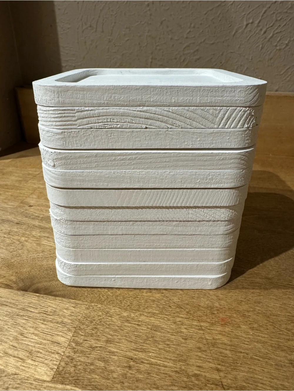 Set of 12- White Painted Square Pinewood Coasters